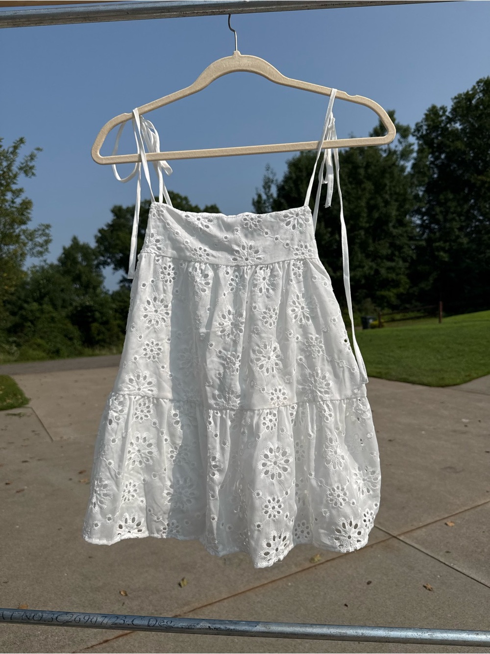 White Eyelet Tiered Tie-Strap Camisole